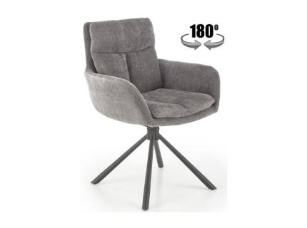 Scaun tapitat K495 rotativ, confortabil, material textil grey 50x50xH87cm, picioare negre