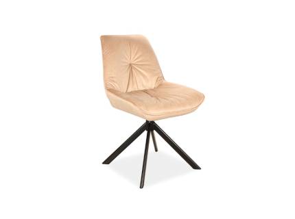Scaun tapitat BOOGIE I VELVET rotativ, catifea beige 53x45xH89cm, picioare negre
