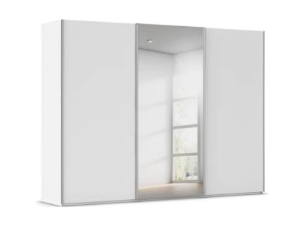 Dulap cu usi glisante TARO 301x223x69cm alb alpin/ oglinda, maner aluminiu