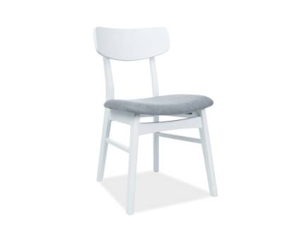 Set 4 scaune tapitate CD-62 design clasic, material textil grey 47x42xH76cm cadru si picioare din lemn albe