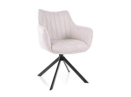 Scaun tapitat AZALIA BREGO rotativ, material textil cream 61x58xH86cm, picioare negre