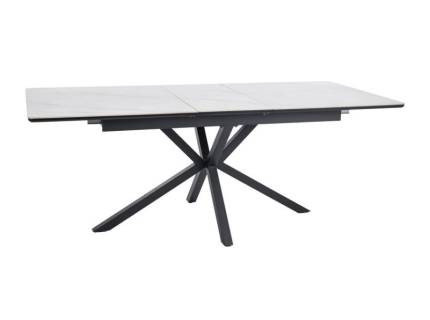 Masa extensibila LOGAN CERAMIC WHITE din MDF si ceramica alba, metal negru 160-200x90xH75cm