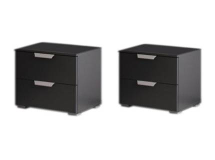 Set 2 noptiere cu 2 sertare ADITIO 40x42x42cm gri metalic