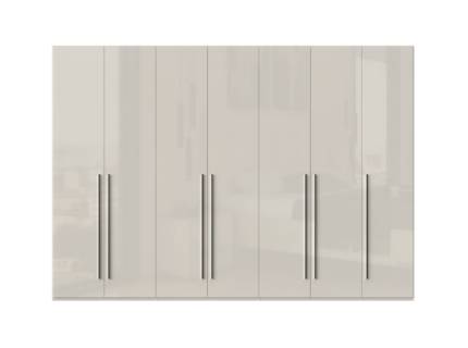 Dulap cu 7 usi cu balamale PIANO BEIGE 317x224x56cm bej lucios, manere crom