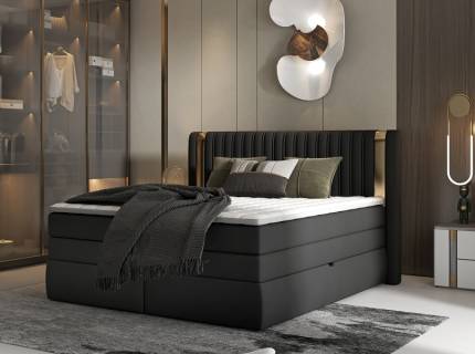 Pat Boxspring cu spatiu pentru depozitare MINOLA GOLD 140/ 160/ 180cm personalizabil, design auriu