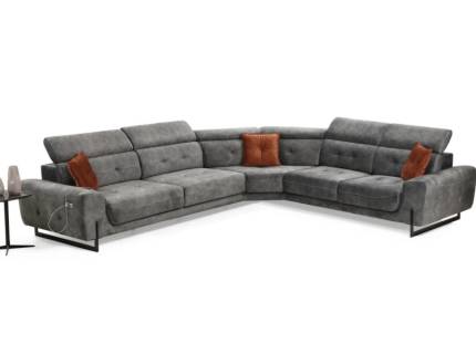 Coltar modular cu reglaj electric LORA L cu tetiere reglabile, adaptor USB personalizabil 305x275cm