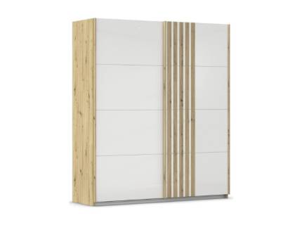 Dulap cu usi glisante MOSBACH 181x210x62cm stejar Artisan/ sticla alba