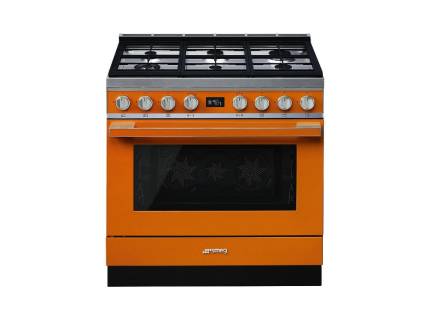 Masina de gatit mixta Smeg Portofino CPF9GPOR, 90 cm, portocaliu, 6 arzatoare, pirolitic