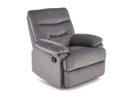 Fotoliu DRAGER cu recliner manual, catifea grey 77x90-160xH105cm 