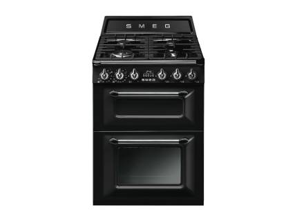 Aragaz mixt Smeg Victoria TR62BL, negru, 60 cm latime, retro