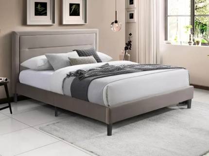 Pat tapitat cu somiera MALAGA VELVET 140 / 160cm catifea beige, picioare negre