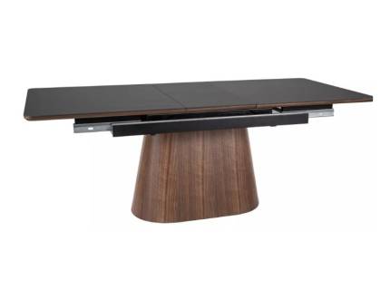 Masa extensibila MONACO CERAMIC BLACK din ceramica cu efect de marmura neagra, MDF nuc 160-200x90xH75cm