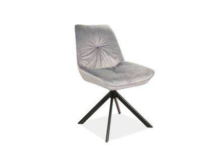 Scaun tapitat BOOGIE I VELVET rotativ, catifea grey 53x45xH89cm, picioare negre