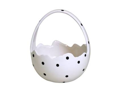 Cosulet mare alb cu buline negre din ceramica