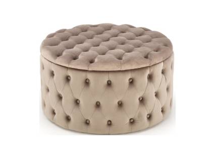 Taburet NUNEZ cu spatiu pentru depozitare, design chesterfield, catifea bej 70xH40cm
