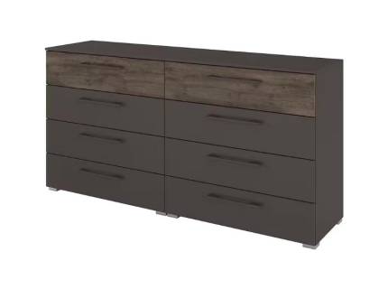 Comoda cu 8 sertare LUANA 160x81x42cm graphite/ Atlantic Dark, manere graphite  