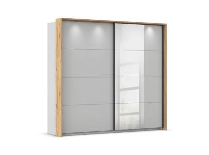 Dulap cu usi glisante CREDO 226x210x62cm silk grey / stejar Artisan - oglinda