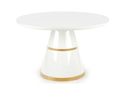 Masa VEGAS din MDF alb lucios, metal auriu 120xH76cm