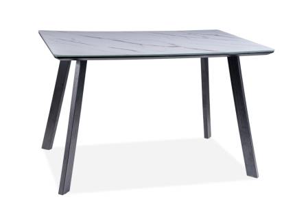 Masa SAMUEL din MDF si sticla cu efect de marmura alba, metal negru 120x80xH75cm