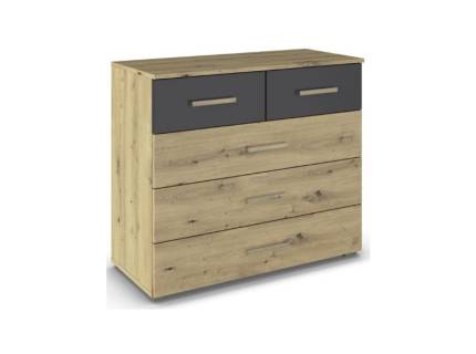 Comoda cu 5 sertare MOSBACH 80x81x42cm stejar artisan/ gri metalic