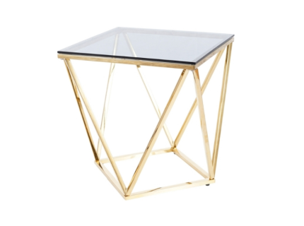 Masuta SILVER B GOLD din sticla fumurie, metal auriu 50x50xH53cm