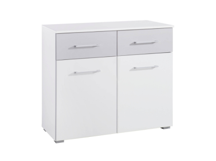 Comoda cu 2 usi si 2 sertare BOSTON EXTRA 93x81x42cm alb alpin/ silk grey 