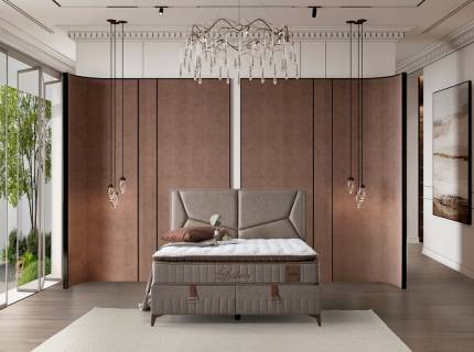 Pat tapitat cu saltea si spatiu pentru depozitare LISBON (160x200cm) 