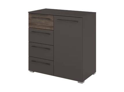 Comoda cu 1 usa si 4 sertare LUANA 80x81x42cm graphite/ Atlantic Dark, manere graphite 
