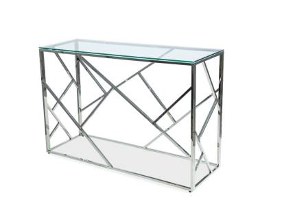 Consola ESCADA C SILVER din sticla transparenta 120x40xH78cm, metal crom