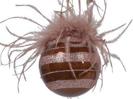 Glob de sticla cu puf roz 8cm