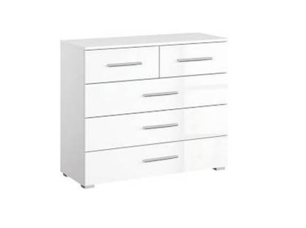 Comoda cu 2 usi si 4 sertare LORCA 140x81x42cm alb lucios