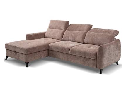 Coltar extensibil TALIA cu lada pentru depozitare, tetiere reglabile, personalizabil 238x148-167cm