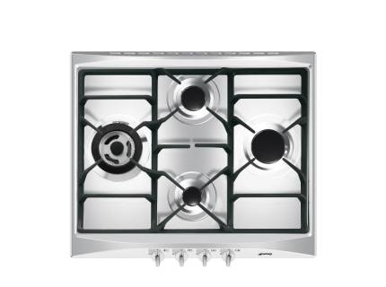 Plita incorporabila pe gaz Smeg Selezione Aesthetic SR264XGH2, 60 cm, inox 