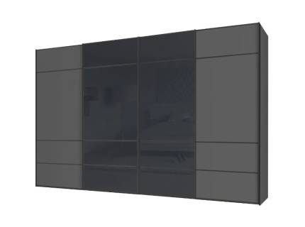 Dulap cu 4 usi glisante 373x222x68cm antracit mat/ antracit mat - sticla antracit, maner antracit model 112 SINFONIE PLUS