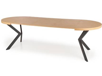 Masa extensibila PERONI WOOD din PAL laminat stejar auriu, metal negru 100-250xH76cm