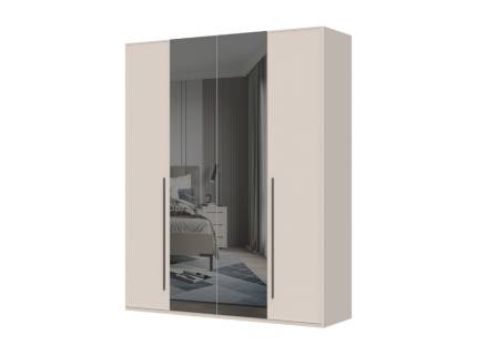 Dulap cu 4 usi cu balamale OPERA 182x224x56cm casmir/ oglinda, manere maro