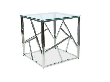 Masuta ESCADA B SILVER din sticla transparenta, metal crom 55x55xH55cm