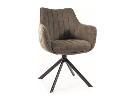 Scaun tapitat AZALIA BREGO rotativ, material textil olive 61x58xH86cm, picioare negre