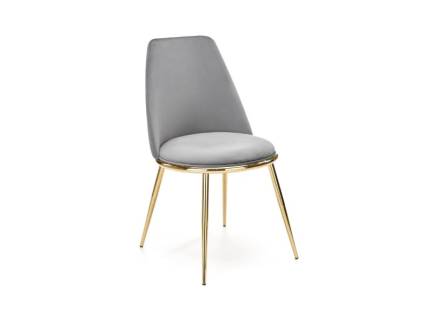 Scaun tapitat K460 luxury, catifea grey 49x54xH84cm, picioare aurii