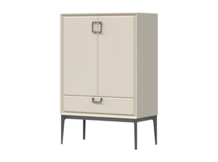Comoda inalta cu 2 usi si 1 sertar REGENT 89x134x46cm pepper white, manere si picioare antracit  