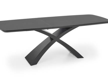 Masa extensibila SILVESTRO din MDF si sticla gri inchis, metal negru 180-220x89xH75cm