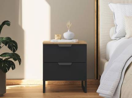 Noptiera cu 2 sertare ADITIO 40x54x43cm stejar artisan/ gri metalic 