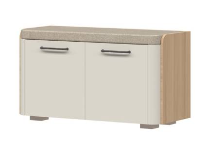 Banca mare cu 2 usi AIR 88x50x36cm Pepper White/ stejar Furneo - material textil cappuccino 