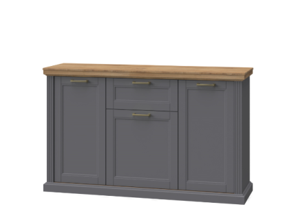 Comoda cu 3 usi si 1 sertar TARA GREY 167x102x48cm grafit mat/ nuc Pacific