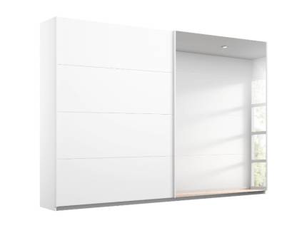 Dulap cu usi glisante MEMPHIS 271x210x62cm alb alpin/ oglinda, maner aluminiu