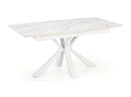 Masa extensibila VIVALDI din MDF sinterizat cu efect de marmura alba, metal alb 160-200x89xH78cm