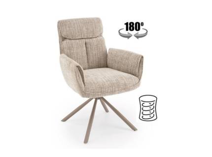 Scaun tapitat K596 CS rotativ, cu arcuri, material textil beige 66x66xH93cm, picioare casmir