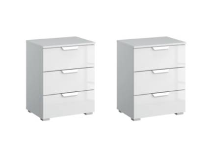 Set 2 noptiere cu 3 sertare ADITIO 40x61x42cm alb alpin/ alb lucios  
