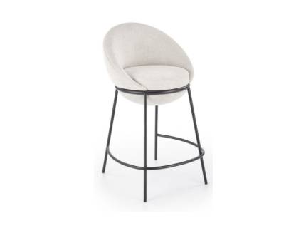 Scaun tapitat pentru bar H118 design rotunjit, material textil beige 53x57xH90cm, picioare negre