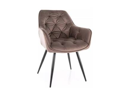 Scaun tapitat CHERRY VELVET catifea cappuccino 57x58xH87cm, picioare negre